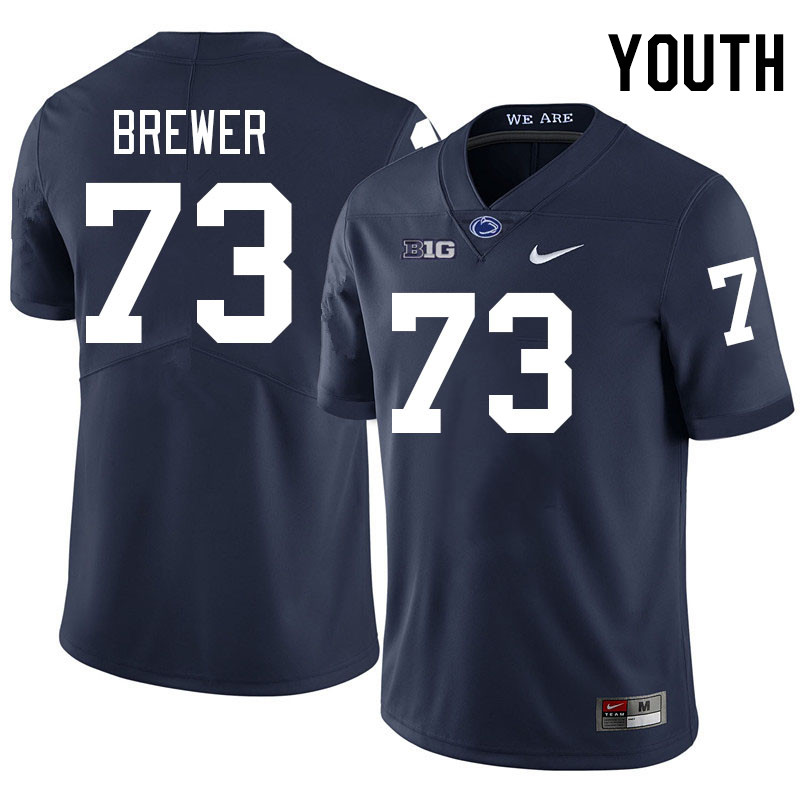 Youth #73 Caleb Brewer Penn State Nittany Lions College Football Jerseys Stitched-Navy